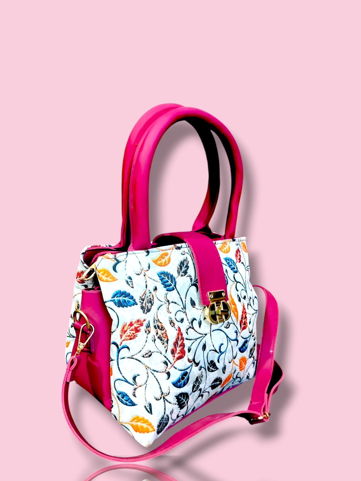 🌸 Premium Canvas + Rexine Crossbody Bag with Long Strap