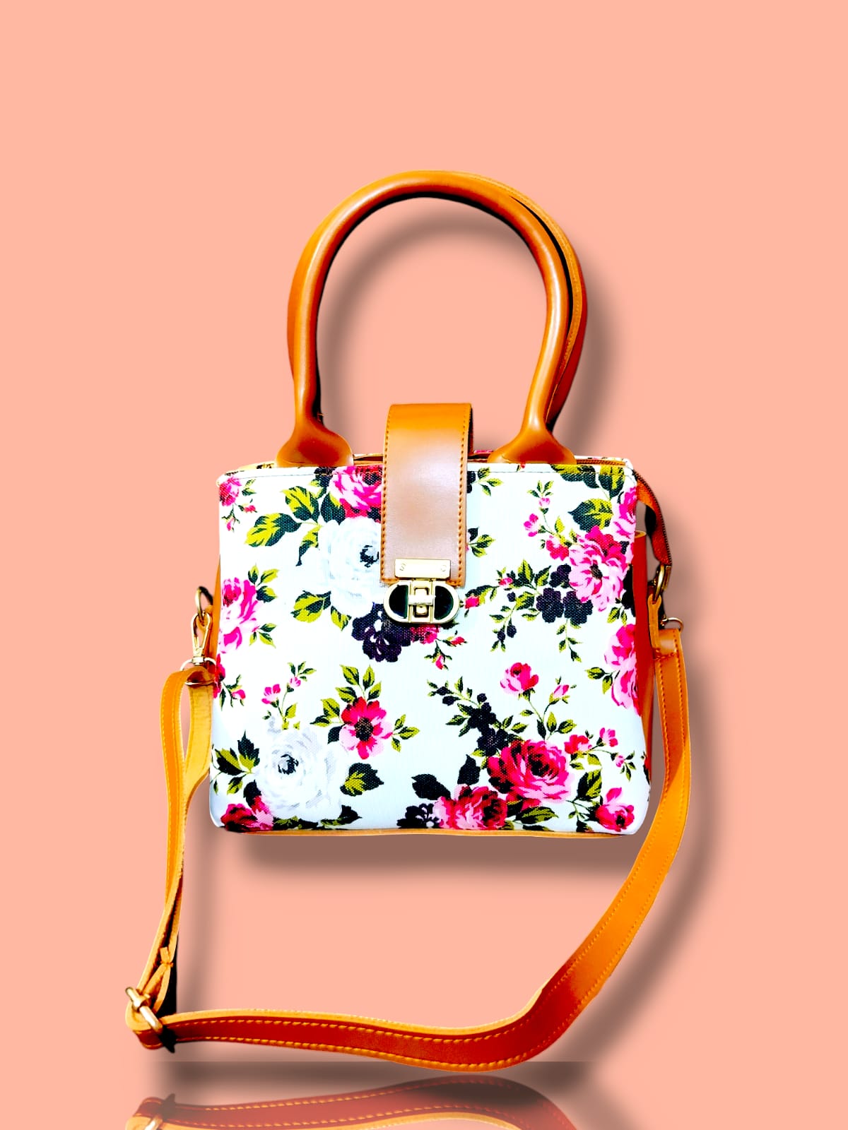 🌸 Premium Canvas + Rexine Crossbody Bag with Long Strap