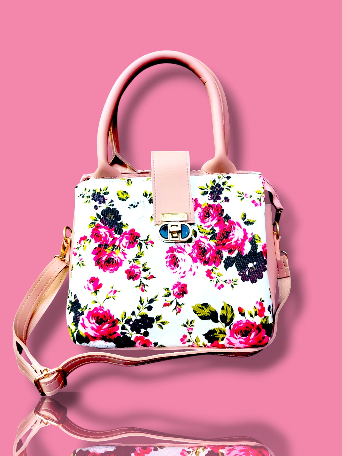 🌸 Premium Canvas + Rexine Crossbody Bag with Long Strap