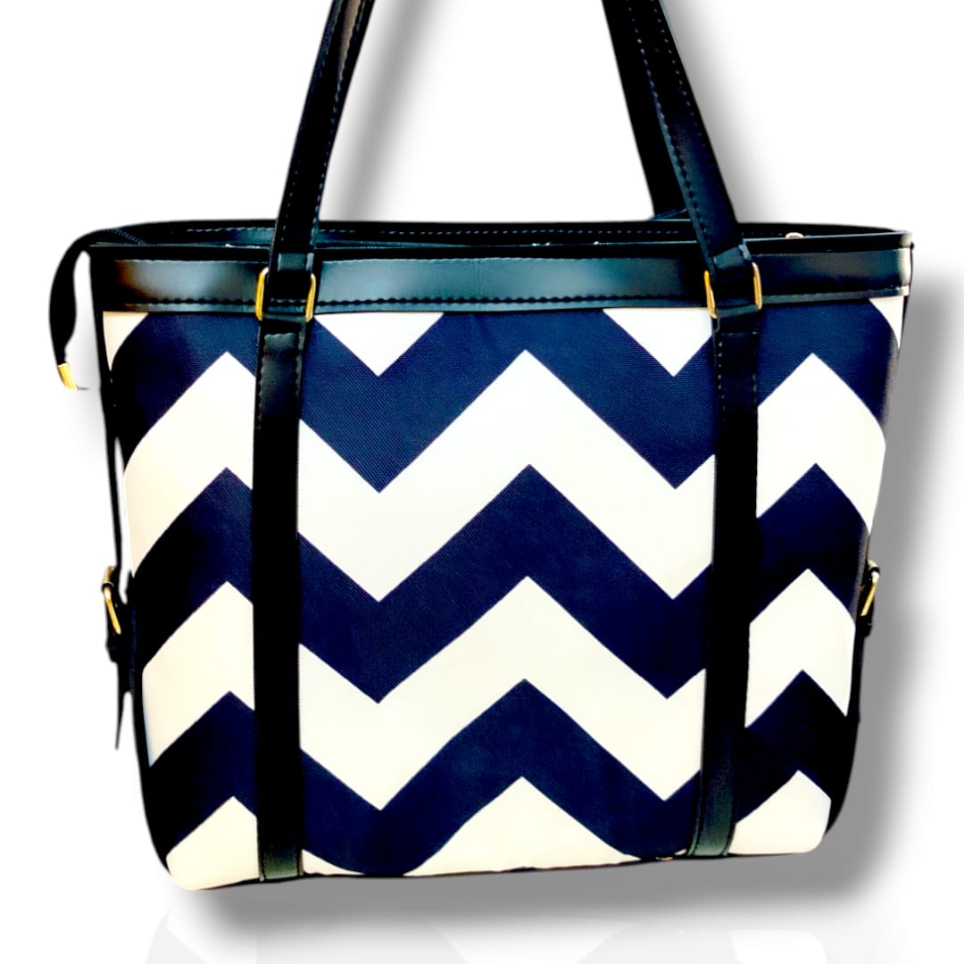 Classic Chevron Canvas & Rexine Tote Bag