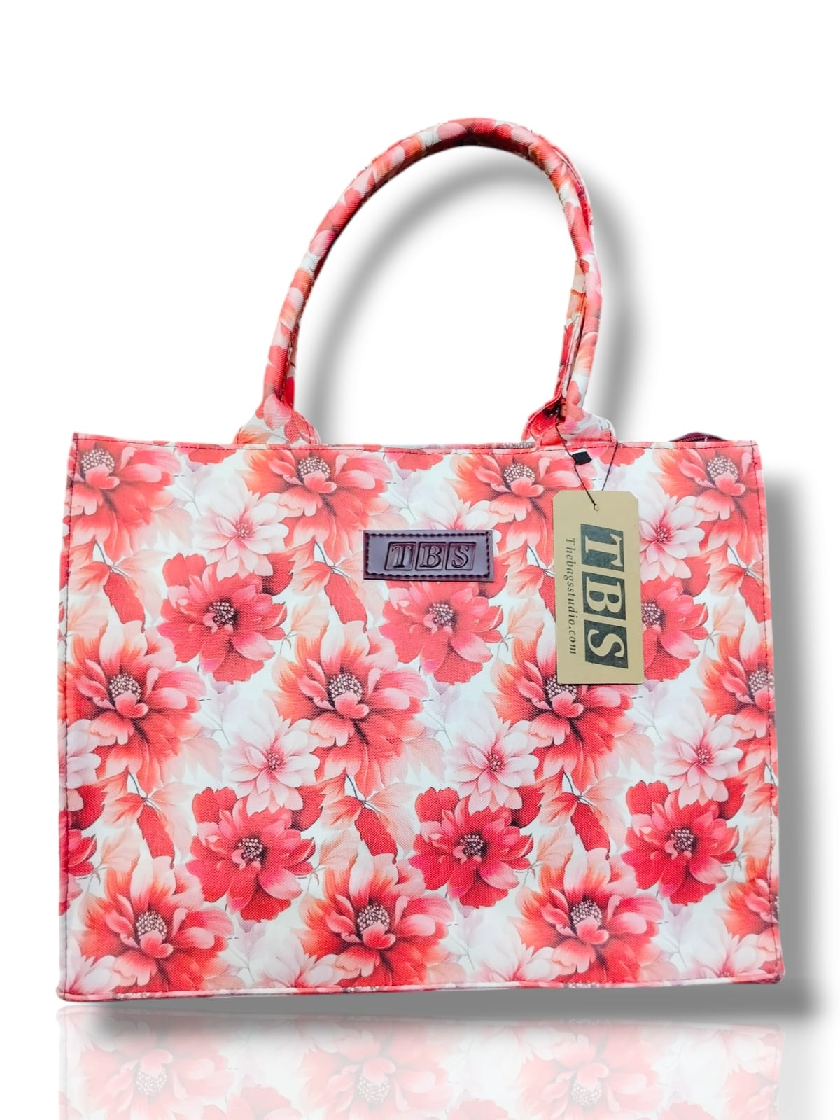 RED Blossom Canvas Tote Bag