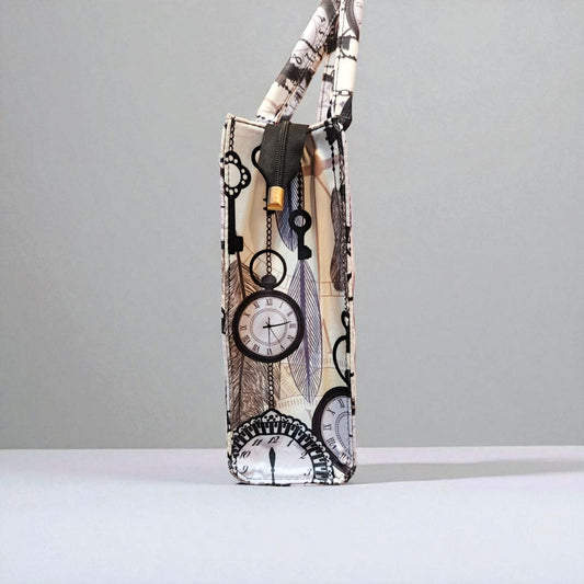 ⏱️ Zelbury Vintage Clock Canvas Tote Bag – Timeless Design, Everyday Function