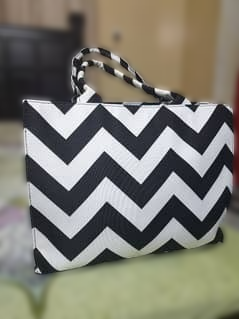 Chevron Print Canvas Tote Bag