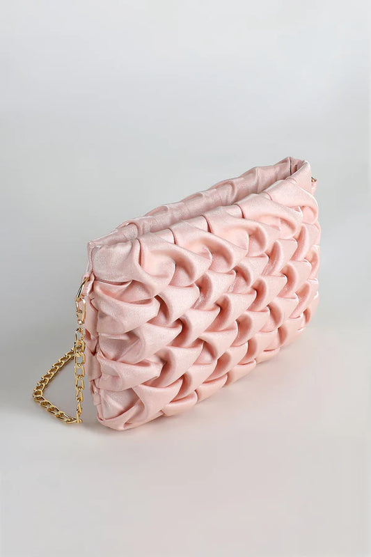 Elegant Textured Crossbody Bag with Gold Chain