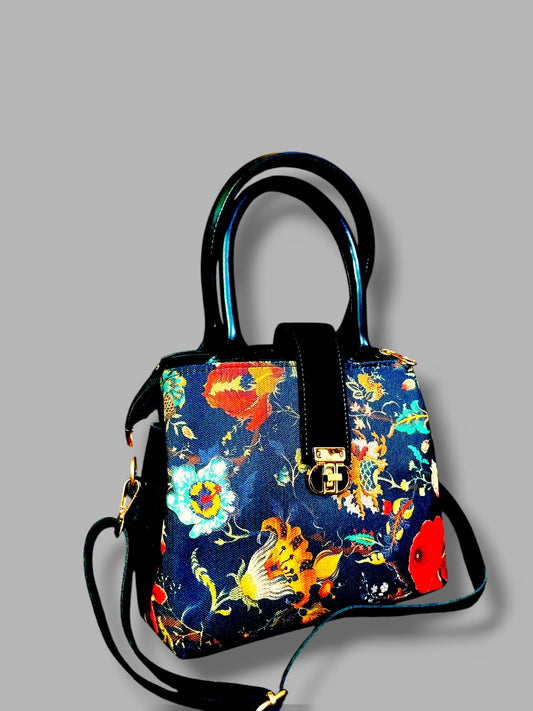 🌸 Premium Canvas + Rexine Crossbody Bag with Long Strap