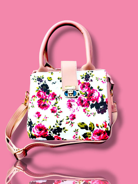 🌸 Premium Canvas + Rexine Crossbody Bag with Long Strap
