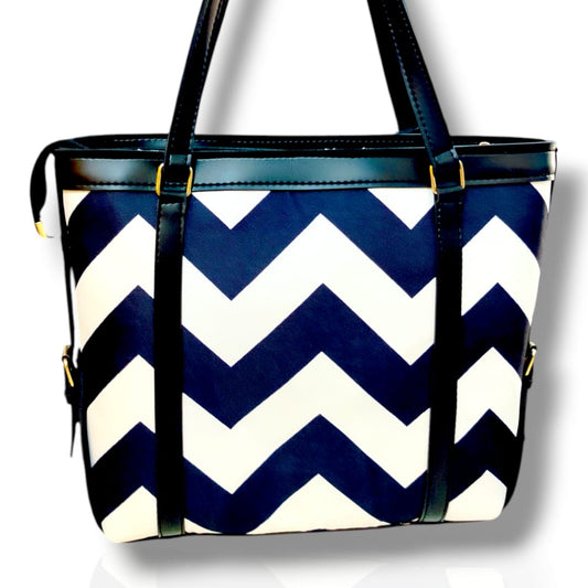 Classic Chevron Canvas & Rexine Tote Bag