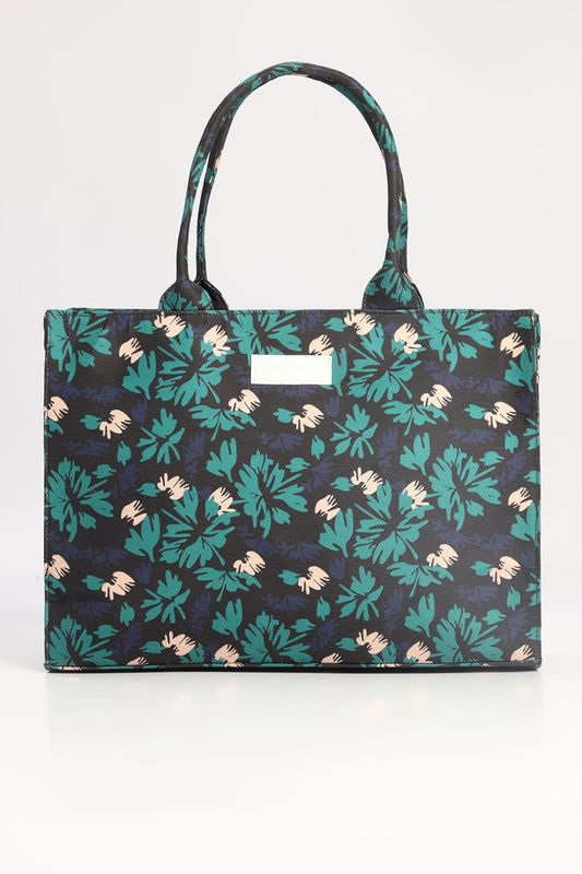 🌿 Classic Green Leaf Canvas Tote Bag