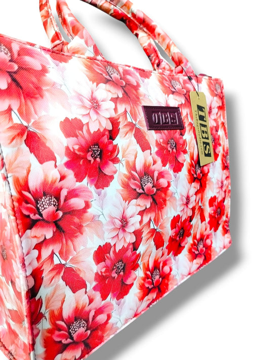 RED Blossom Canvas Tote Bag
