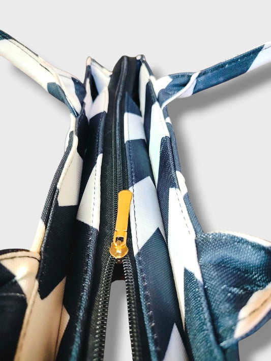 Chevron Print Canvas Tote Bag
