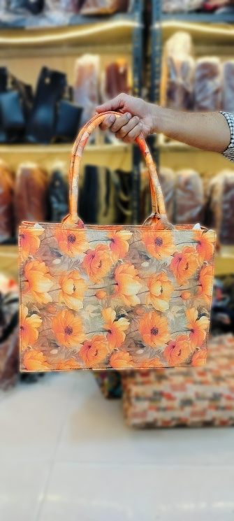 TBS Orange Bloom Canvas Tote Bag