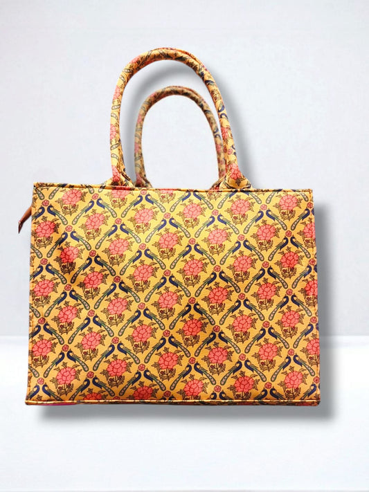 🌸 Zelbury Floral Canvas Tote Bag – Durable, Chic & Spacious