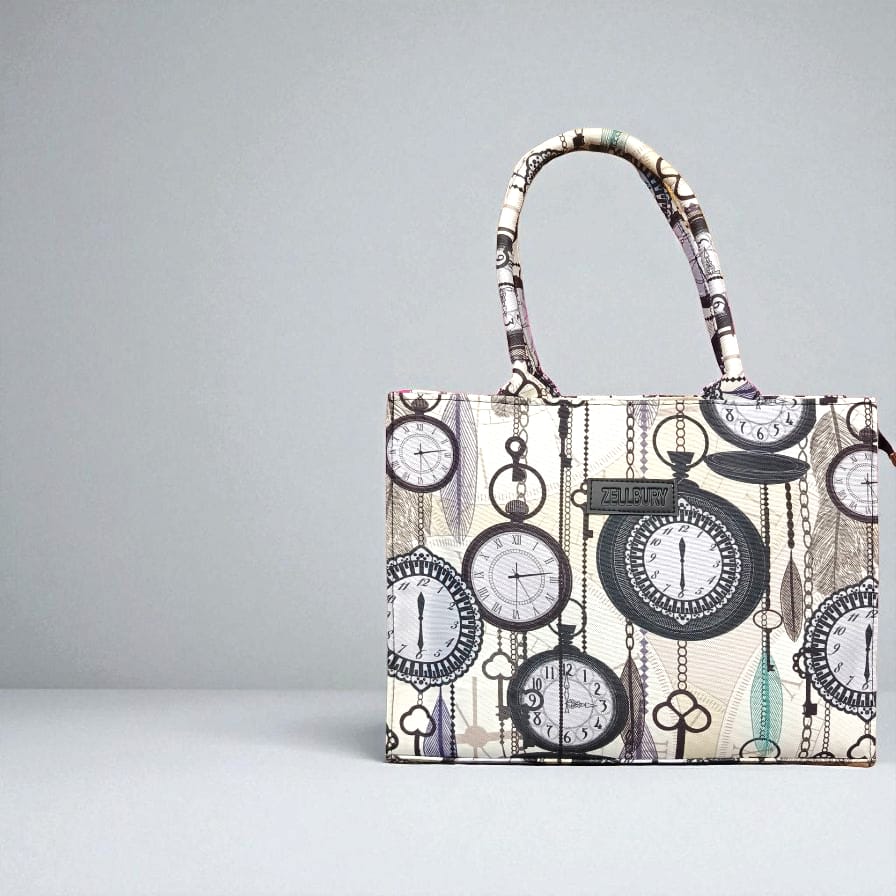 ⏱️ Zelbury Vintage Clock Canvas Tote Bag – Timeless Design, Everyday Function